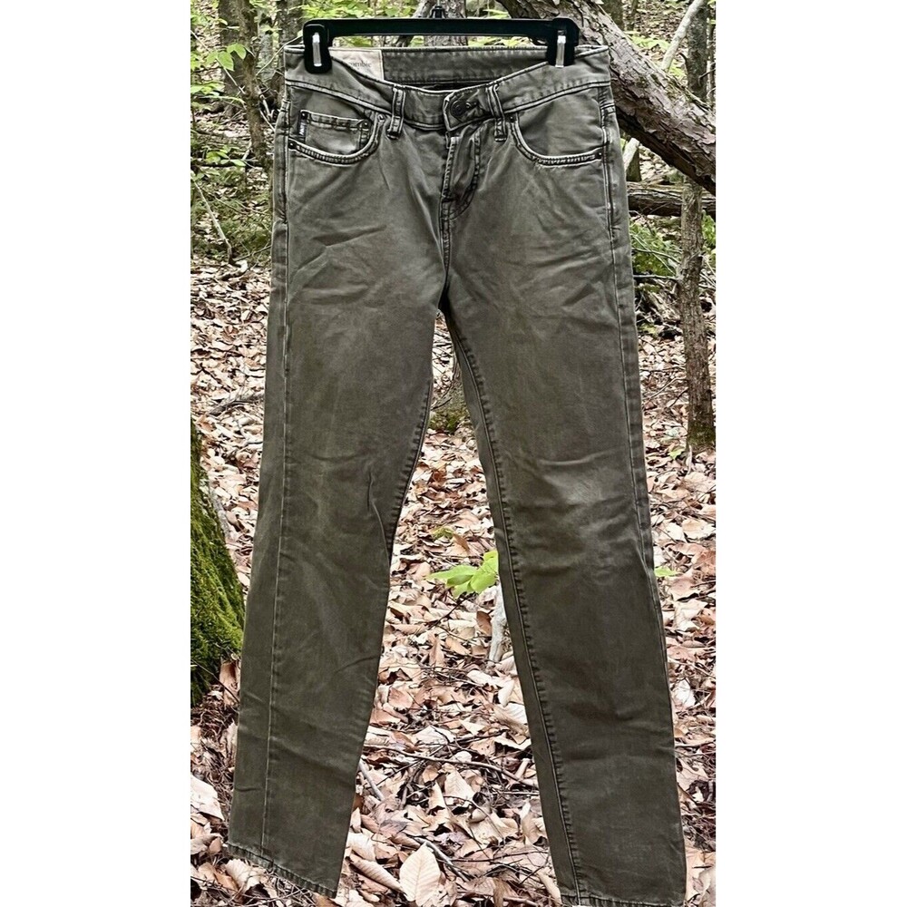 Abercrombie & Fitch Slim Straight Button Fly Jeans Mens 28 Green Y2K Cabin Cozy